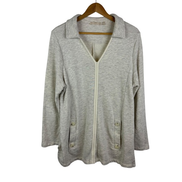 Soft Surroundings Knit Pullover Tunic Top Size 1X Collared Lounge Comfy‎ Neutral - Picture 1 of 10